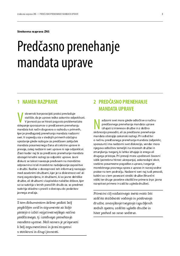 Strokovna razprava ZNS: Predčasno prenehanje mandata uprave