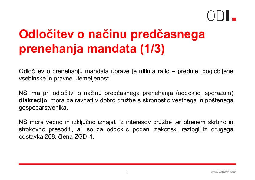 Predčasno prenehanje mandata upravi