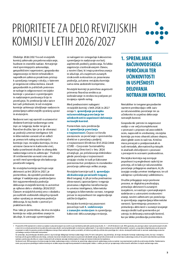 Prioritete za delo revizijskih komisij 2026/2027
