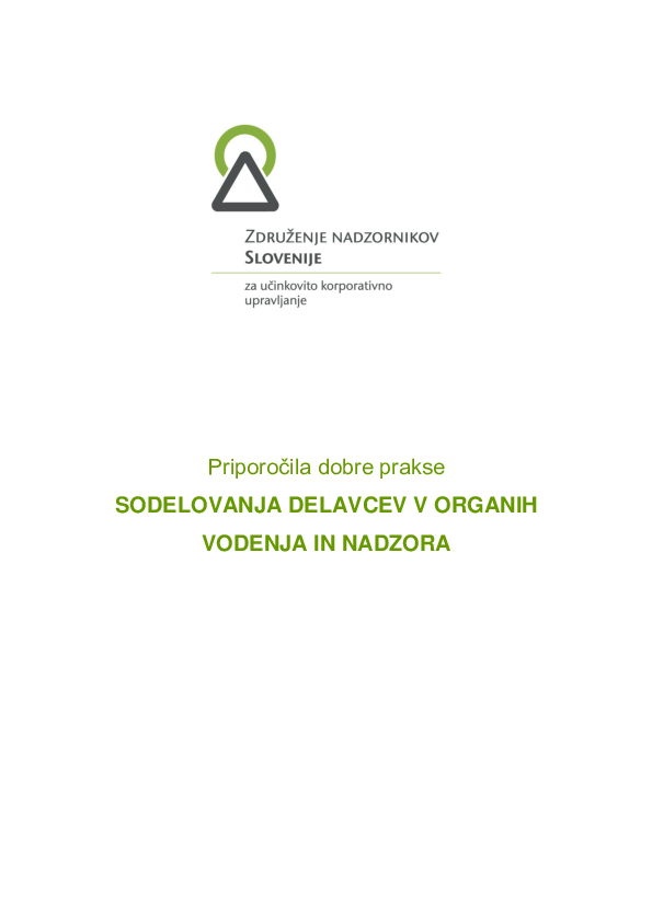 Priporočila dobre prakse sodelovanja delavcev v organih vodenja in nadzora