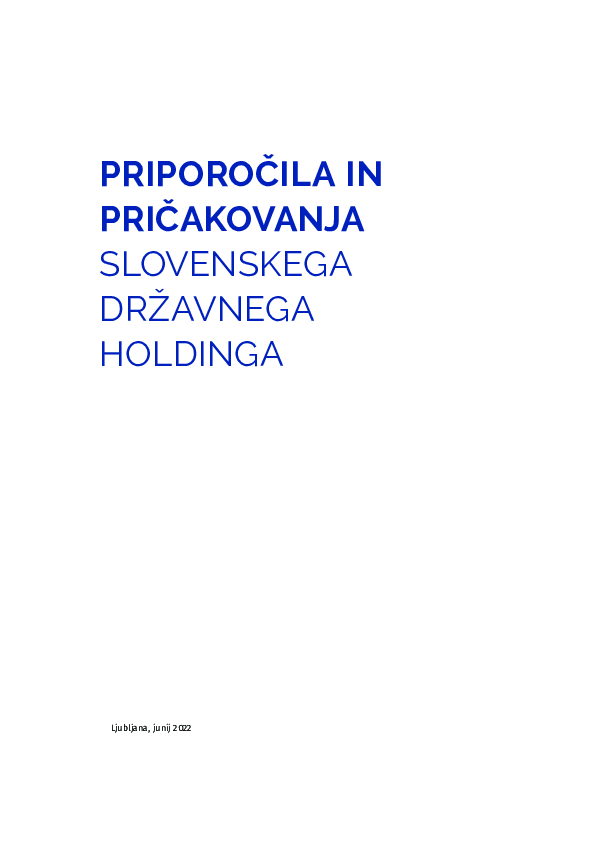 Priporočila in pričakovanja Slovenskega državnega holdinga, d.d.