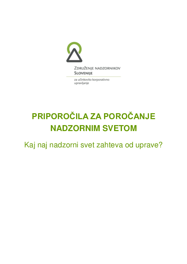 Priporočila za poročanje nadzornemu svetu