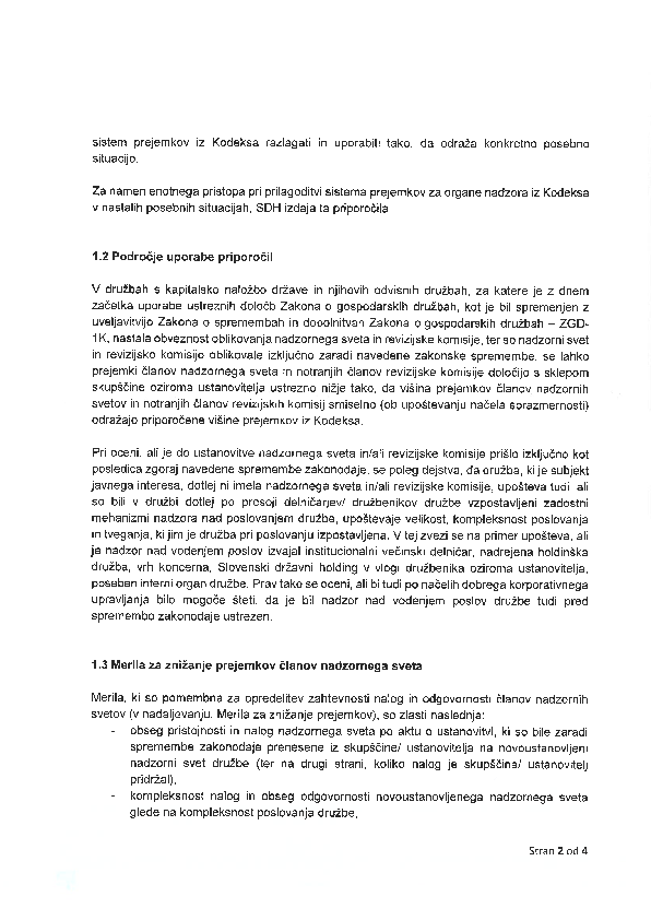Priporočila za ureditev prejemkov za člane NS v SJI, ki so ustanovljeni zaradi ZGD-1K