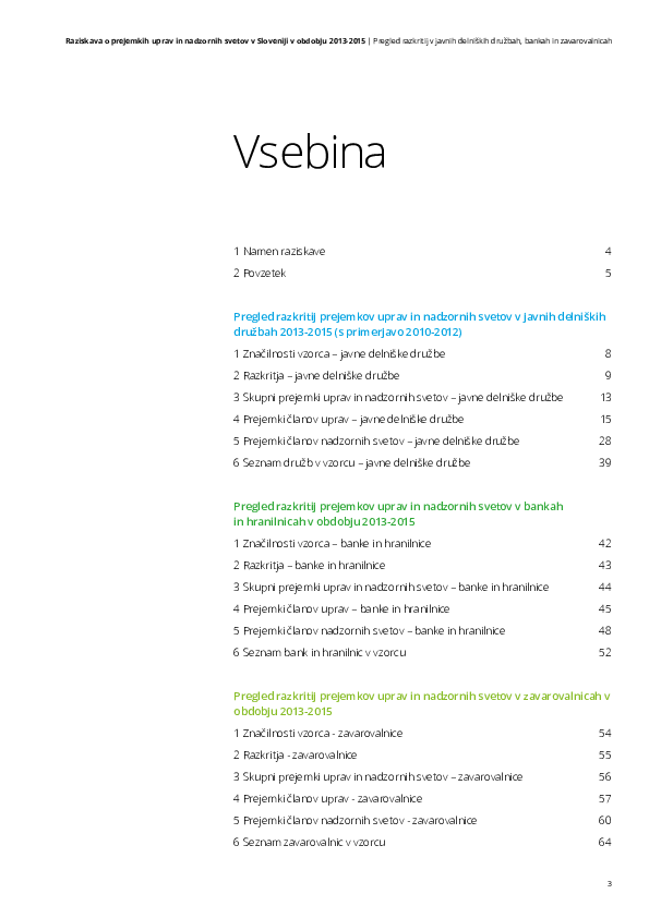 Raziskava o prejemkih uprav in nadzornih svetov v Sloveniji v obdobju 2013-2015