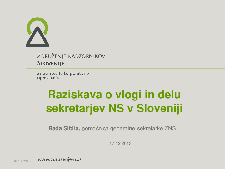 Raziskava o vlogi in delu sekretarjev NS v Sloveniji