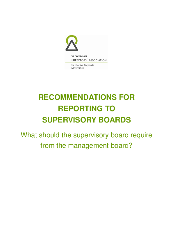 Recommendations for reporting to Supervisory Board
