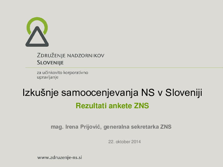 Samoocenjevanje NS in UO v Sloveniji - anketna raziskava