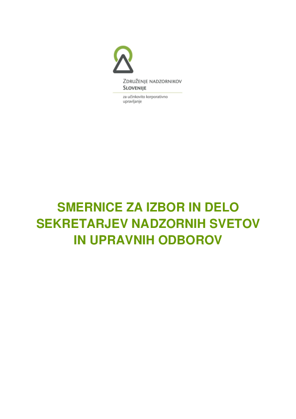 Smernice za izbor in delo sekretarjev nadzornih svetov (in UO)