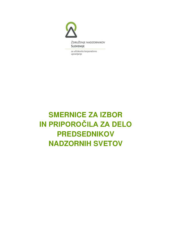 Smernice za izbor in priporočila za delo predsednikov NS