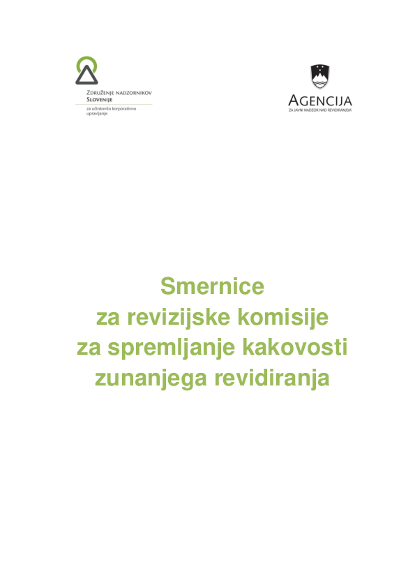 Smernice za revizijske komisije za spremljanje kakovosti zunanjega revidiranja