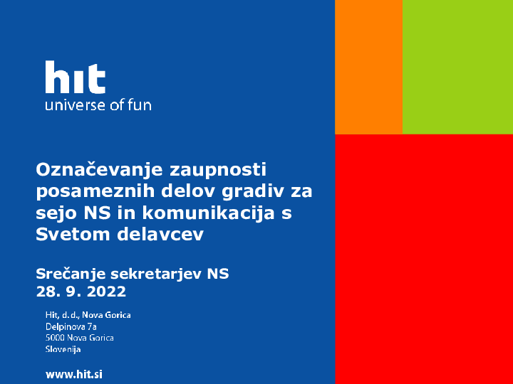 Označevanje zaupnosti posameznih delov gradiv za sejo NS in komunikacija s Svetom delavcev