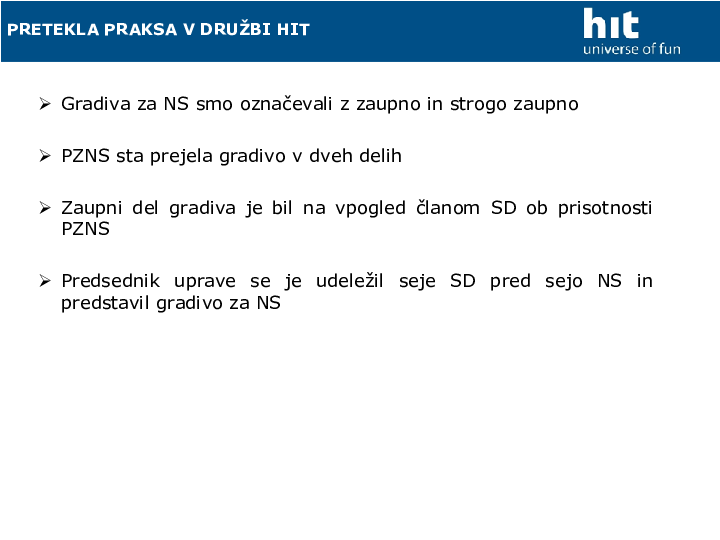 Označevanje zaupnosti posameznih delov gradiv za sejo NS in komunikacija s Svetom delavcev