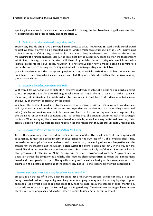 The use of artificial intelligence within the supervisory board