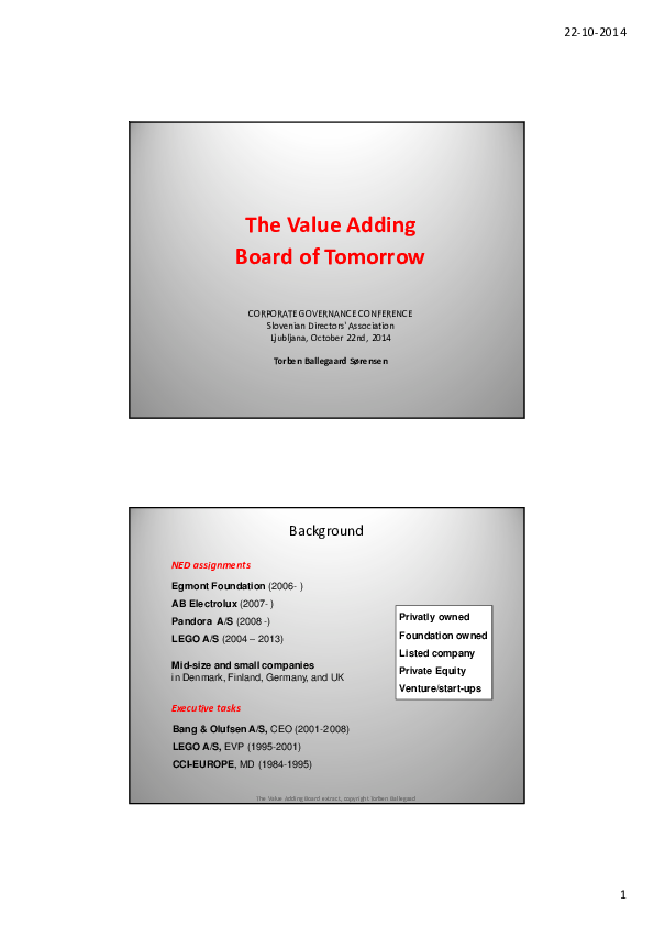 The value adding board, Torben Ballegaard