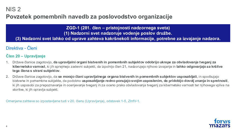 Kibernetska varnost po ZInfV-1: Ključne zahteve novega zakona o informacijski varnosti in vloga ter odgovornost NS