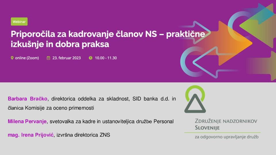 Priporočila za kadrovanje članov NS – praktične izkušnje in dobra praksa