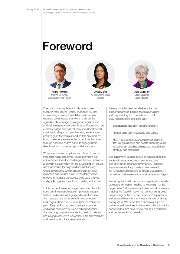 Board Leadership for Growth and Resilience: Guiding Principles for Climate and Nature Governance